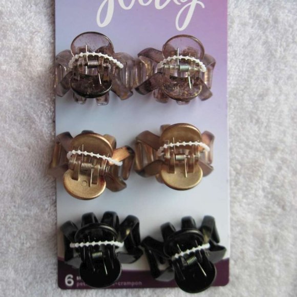 6 Goody Classic Small Spider Octopus Plastic Jaw Claw Clips 1.5" Black Marbled - Picture 3 of 7